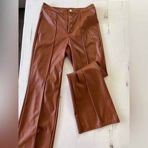 Women’s brown leather flare pants